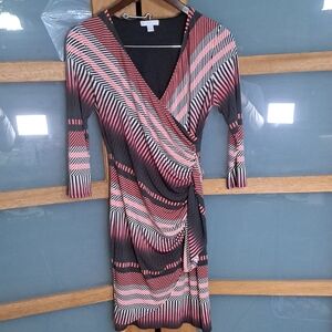 New York & Company Black and Pink Geometric Dress Sz S
